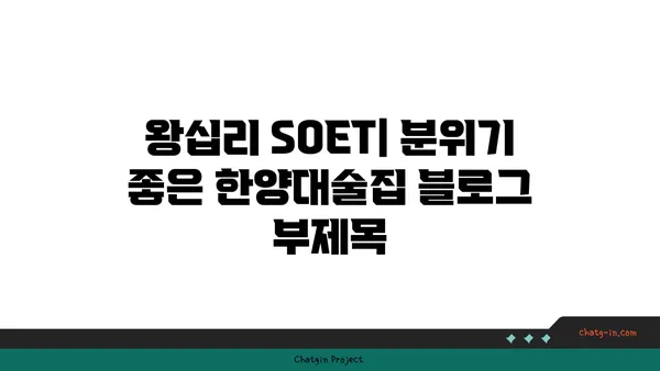 왕십리 SOET: 분위기 좋은 한양대술집