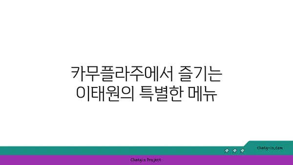 이태원 핫플레이스 카무플라주에서 다채로운 맛집 탐방