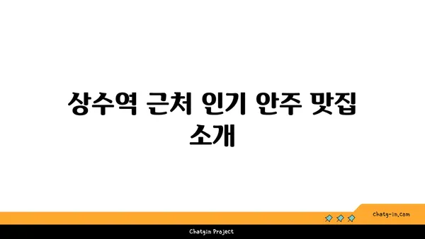 홍대의 안주와 분위기: 상수역 상수