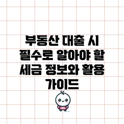 부동산 대출 시 필수로 알아야 할 세금 정보와 활용 가이드