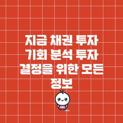 지금 채권 투자 기회 분석: 투자 결정을 위한 모든 정보