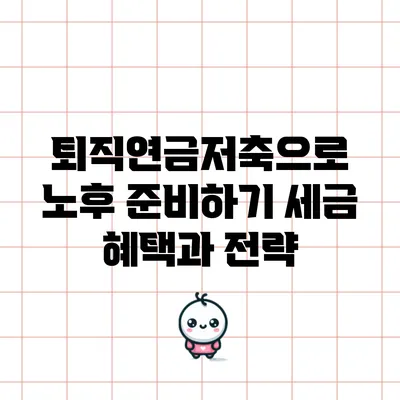 퇴직연금저축으로 노후 준비하기: 세금 혜택과 전략