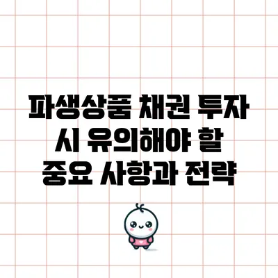 파생상품 채권 투자 시 유의해야 할 중요 사항과 전략