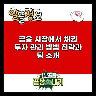 금융 시장에서 채권 투자 관리 방법: 전략과 팁 소개