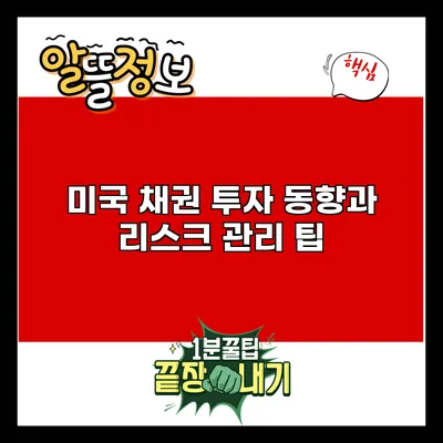 미국 채권 투자 동향과 리스크 관리 팁