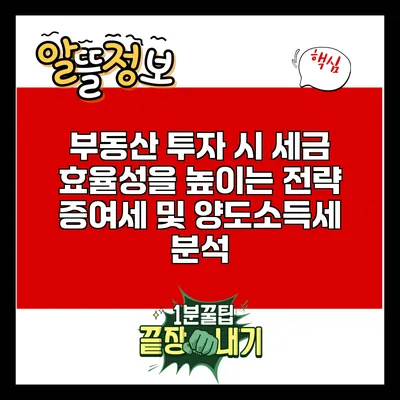 부동산 투자 시 세금 효율성을 높이는 전략: 증여세 및 양도소득세 분석