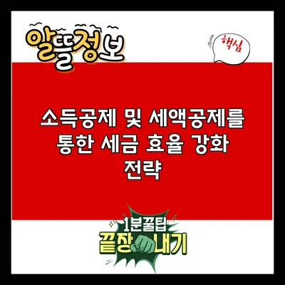 소득공제 및 세액공제를 통한 세금 효율 강화 전략