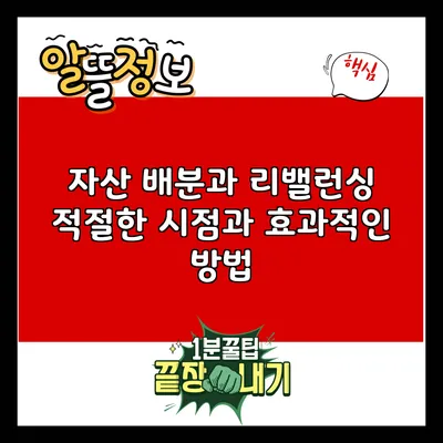 자산 배분과 리밸런싱: 적절한 시점과 효과적인 방법