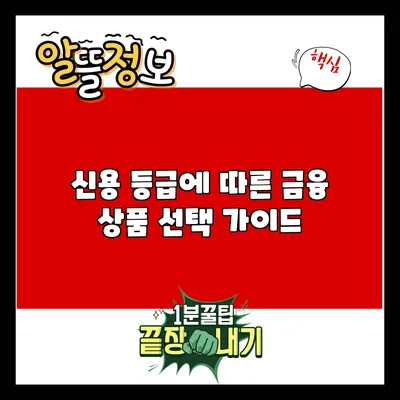 신용 등급에 따른 금융 상품 선택 가이드