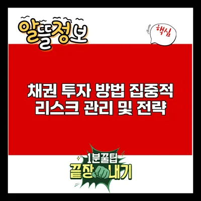 채권 투자 방법: 집중적 리스크 관리 및 전략