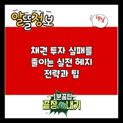 채권 투자 실패를 줄이는 실전 헤지 전략과 팁